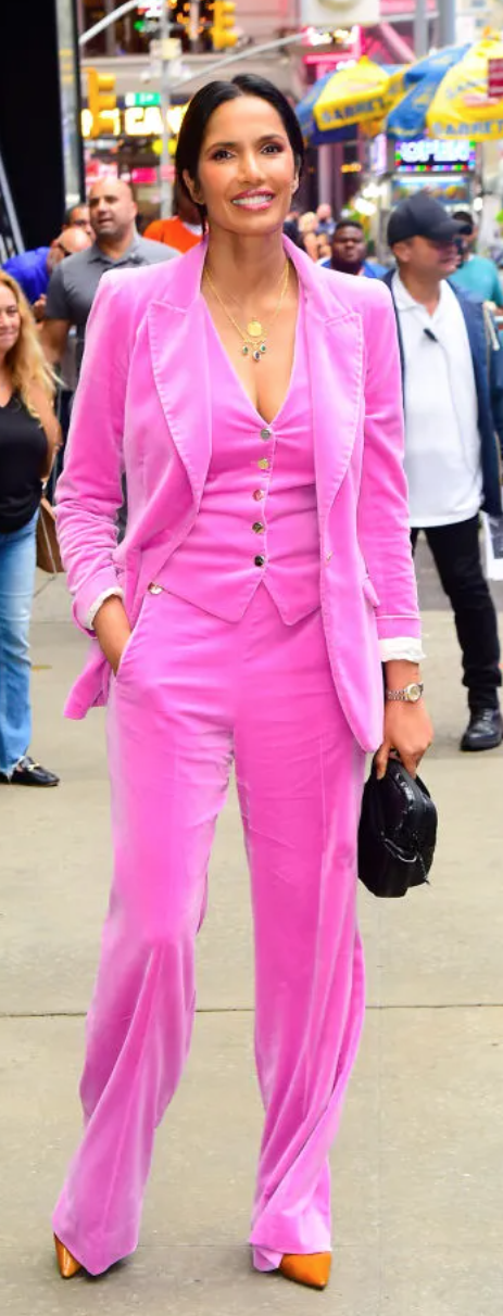 Padma Lakshmi dazzles in pink pantsuit while leaving 'Good Morning