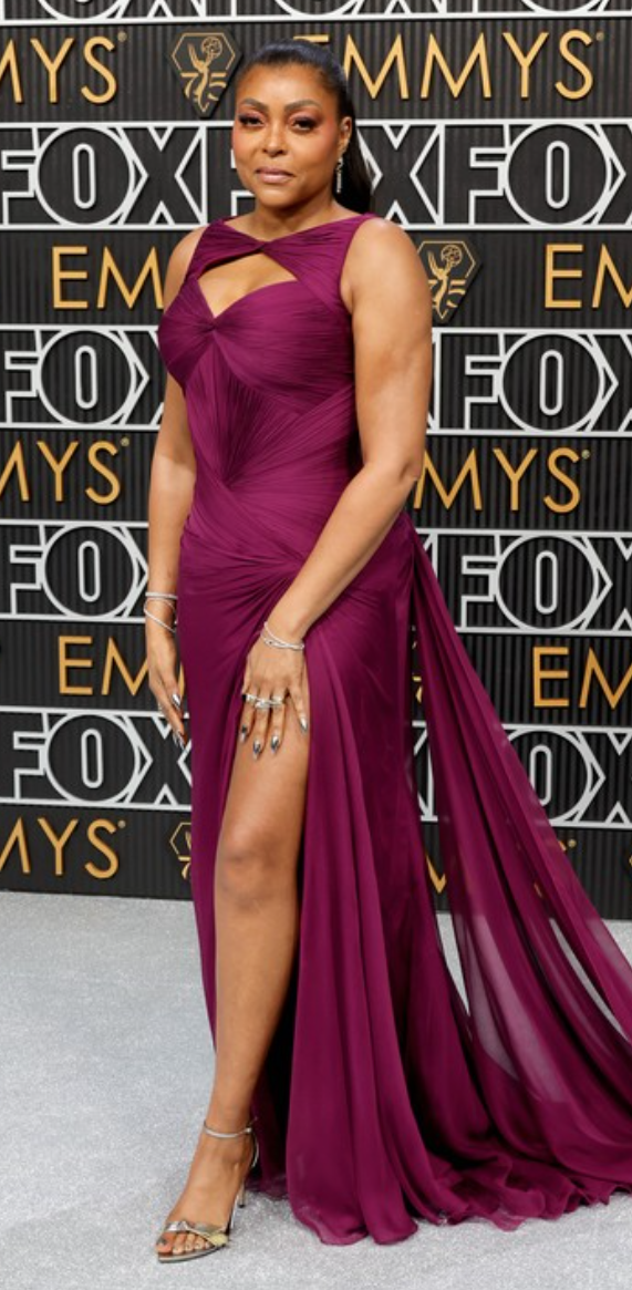 Who made Taraji P. Henson s purple gown jewelry and sandals